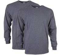 Gildan Lot de 2 t-Shirts à Manches Longues en Coton pour Homme, Gris foncé, S