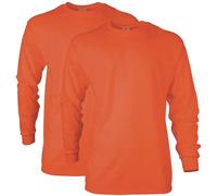 Gildan Lot de 2 t-Shirts à Manches Longues en Coton pour Homme, Orange, XXL