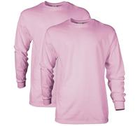 Gildan Lot de 2 t-Shirts à Manches Longues en Coton pour Homme, Rose Clair (Lot de 2), S
