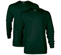 Gildan Lot de 2 t-Shirts à Manches Longues en Coton pour Homme, Vert forêt (Lot de 2), L