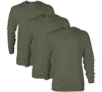 Gildan Lot de 2 t-Shirts à Manches Longues en Coton pour Homme, Vert Militaire (Lot de 3), XXL