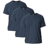 Gildan Lot de 3 t-Shirts en Coton Ultra pour Adulte, Bleu Marine chiné (Lot de 3), XL
