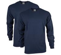 Gildan Ultra Cotton Long Sleeve T-Shirt, Style G2400, Multipack, Bleu Marine, 4XL (Lot de 2) Homme