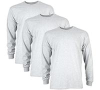 Gildan Ultra Cotton Long Sleeve T-Shirt, Style G2400, Multipack, Gris cendré (Lot de 3), XXL Homme