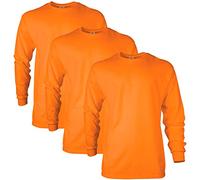 Gildan Ultra Cotton Long Sleeve T-Shirt, Style G2400, Multipack, Orange de sécurité (Lot de 3), 3XL Homme