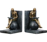 Gilde 2tlg. Set, Buchstützen, Ball, Buch, Mann, Kunstharz, grau, VE 1, L. 11 cm, B. 27.5 cm, H. 19 cm 57052 4063387570524