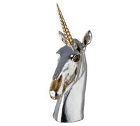 GILDE Aurex Sculpture Licorne Résine Brillante Argenté Hauteur 33 cm x Largeur 18 cm Figurine Décorative