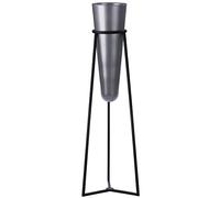 GILDE Casablanca Future Vase en verre et métal gris cône Hauteur 102 cm Diamètre 20 cm Décoration d'intérieur Vase à fleurs design