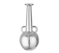 GILDE Dekovase Grand Vase à Fleurs en céramique émaillée argentée - Décoration de Salon, Cadeau d'anniversaire - Couleur : argenté - Hauteur : 38 cm