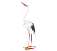 Gilde Figurine Cigogne en métal - Blanc - Hauteur 58 cm - Motif Oiseaux - Décoration de Jardin - Sculpture d'extérieur