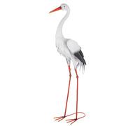 Gilde Figurine Cigogne en métal - Blanc - Hauteur 91 cm - Motif Oiseaux - Jardin - Décoration - Sculpture - Extérieur
