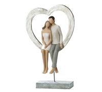 Gilde Figurine décorative Couple d'amoureux Sculpture Amour Cadeau pour Couples - Cadeau d'anniversaire de Mariage pour Femme - Figurines décoratives Salon Moderne - Couleurs : Argent Blanc - Hauteur