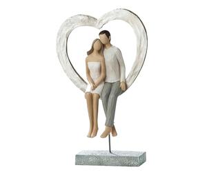 Gilde Figurine décorative Couple d'amoureux Sculpture Amour Cadeau pour Couples - Cadeau d'anniversaire de Mariage pour Femme - Figurines décoratives Salon Moderne - Couleurs : Argent Blanc - Hauteur