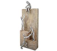 Gilde Figurine décorative en Bois de manguier en Aluminium - Décoration de Salon - Cadeau de Noël ou d'anniversaire - Couleur : Argent Naturel - Hauteur : 39 cm