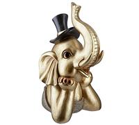 Gilde Figurine décorative en Forme d'éléphant avec Cylindre en résine - Couleur : doré - Hauteur 29 cm