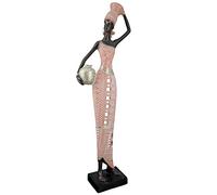 GILDE Figurine décorative XXL Afrique - Figurine décorative Africaine en résine - Couleur : Marron, Rose - Hauteur 48 cm