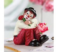 GILDE Gildeclown Figurine décorative Clown avec Rose - Résine synthétique Multicolore - Hauteur : 8 cm - Cadeau pour Femme et Homme - Cadeau d'anniversaire de Mariage