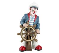 GILDE Gildeclown Figurine décorative Clown Capitaine Marin - Décoration Maritime en résine - Cadeau pour collectionneur - Multicolore - Hauteur 15,5 cm