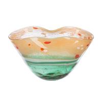 GILDE GLAS art Bol en verre type pastèque - Verre - Vert, orange - Design moucheté - Convient à un usage alimentaire - Largeur 28 cm