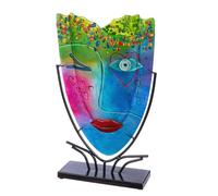 GILDE GLAS art Grand Vase décoratif, en Verre, Peint à la Main, avec Support en métal, décoration de Salon, Hauteur 49 cm, Multicolore