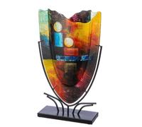 GILDE GLAS art Grand Vase décoratif, en Verre, Peint à la Main, avec Support en métal, décoration de Salon, Hauteur 49 cm, Multicolore