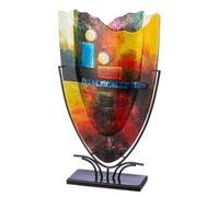 GILDE GLAS art Grand Vase décoratif, en Verre, Peint à la Main, avec Support en métal, décoration de Salon, Hauteur 58 cm, Multicolore