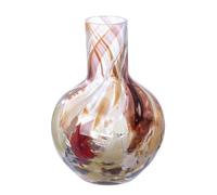 GILDE GLAS art Vase décoratif en Verre coloré - Vase à Fleurs - Décoration de Salon - Cadeau pour Femme - Hauteur : 21 cm - Marron/Rouge