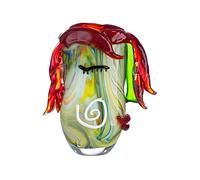 GILDE GLAS art Vase décoratif en Verre - Objet d'art - Vase en Verre - Couleur : Rouge/Vert - Hauteur : 29,5 cm