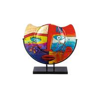 GILDE GLAS art Vase décoratif en Verre sur Pied en métal - Vase Facial - Décoration de Salon - Cadeaux pour Femme - Anniversaire de Noël - Multicolore - Hauteur 35 cm - Largeur 39 cm