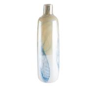 GILDE GLAS art Vase décoratif - Vase à Fleurs en Verre teinté - Décoration Maritime - Cadeau pour Femme Anniversaire Noël - Couleur : Bleu Beige - Hauteur 46 cm