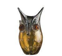 GILDE GLAS art Verre Art Vase Design Hibou - Objet décoratif Fait à la Main en Verre - Cadeau de qualité - Couleur : Ambre Marron - Hauteur 23 cm