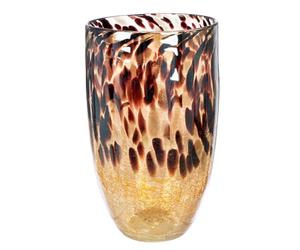 GILDE Grand Vase en Verre sur Pied - Vase décoratif pour Herbe de la Pampa, Branches et Fleurs, décoration d'automne, Cadeau de Noël, d'anniversaire, de Mariage - Fabriqué à la Main - Hauteur : 29 cm