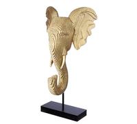 Gilde Grande Figurine décorative éléphant XL - Figurine d'éléphant décorative en résine - Couleur : Or Noir - Décoration de Salon - Cadeau - Hauteur 46 cm