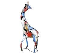 Gilde Grande Figurine décorative Girafe XL - Sculpture en métal fabriquée à la Main et Peinte à la Main - Décoration Cadeau - Multicolore Hauteur 64 cm