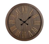 GILDE Horloge Murale réversible Ronde - Diamètre 60 cm - Marron Mat - MDF - Horloge Simple - Chiffres Romains