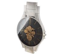 GILDE Horloge Murale Timing - en métal - Argenté - avec Motif Engrenages - Aspect métallique - Hauteur 99 cm x Largeur 63 cm