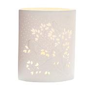 Gilde Lampe de table décorative Motif oiseaux sur arbre - En porcelaine élégante avec motif perforé H 20 cm
