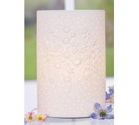 GILDE Lampe de table en porcelaine blanche - Hauteur : 28 cm - Éclairage élégant pour salon, chambre à coucher