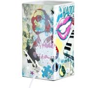 Gilde Lampe de table en porcelaine Street Art - Lampe sur pied avec motif ajouré - Décoration salon - Cadeau anniversaire - Couleur : blanc avec motif Art Déco multicolore - Hauteur 22 cm