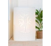 GILDE Lampe de table Namaste en porcelaine blanche - Motif arbre de vie - Lotus - Hauteur : 28 cm - Éclairage décoratif - Accessoire d'intérieur