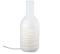 GILDE Lampe de table Sacoma en porcelaine - Blanc mat - Forme de bouteille avec motif - Hauteur 31 cm x Ø 12 cm - Ampoule non incluse