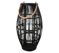 GILDE Lanterne Yantai en Bambou - Noir - Hauteur 60 cm x Ø 32 cm - Forme Conique - avec Anse