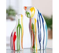 Gilde Lot de 2 Figurines de Chats Colori, en céramique, émaillées, Blanches, 22 cm de Haut, 14 cm de Large