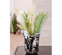 GILDE Petunia Vase en Verre Noir et Blanc Ø 17 cm Hauteur 21,5 cm Décoration d'intérieur Idée Cadeau Salon