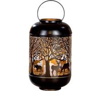 Gilde Photophore découpe motif cerf en métal 38 cm