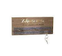 GILDE Plaque à clés décorative moderne pour le mur avec inscription en allemand - En bois MDF marron avec insert en feutre gris - Porte-clés - Longueur : 34 cm