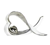 Gilde sculptur «cœur» (platine/blanc hauteur 15 cm dans 2 variantes de couleurs (à l'extérieur ou à l'intérieur (platine)