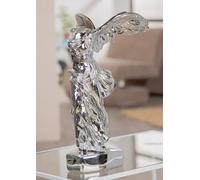Gilde Sculpture Ange en Résine Argent Métallique 33 cm de Haut, 16 cm de Large, 20 cm de Profondeur