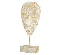 Gilde Sculpture décorative Tête Masque à Poser Couleur Blanc/doré avec Ornements Hauteur 37 cm
