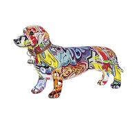 Gilde Sculpture Moderne Figure décorative Chien Teckel Pop Art en Pierre Artificielle Multicolore 36x20 cm
